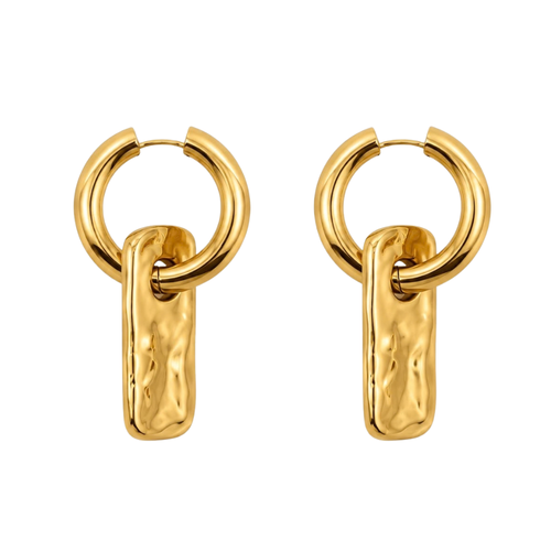 Orecchino Rectangle Hoops in Acciaio Gold