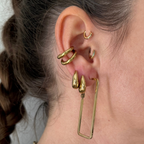 Orecchini a Cerchio con Forma Rettangolare Liscia in Acciaio Gold