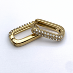 Hoops Bombati Rettangolari in Acciaio Gold con Zirconi Bianchi