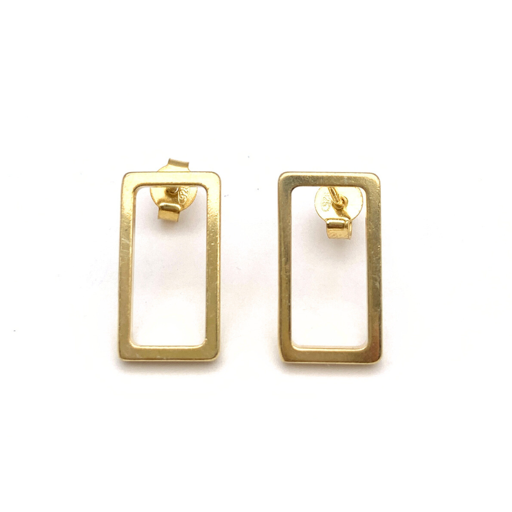 Orecchini Rettangolo Minimal in Argento Gold