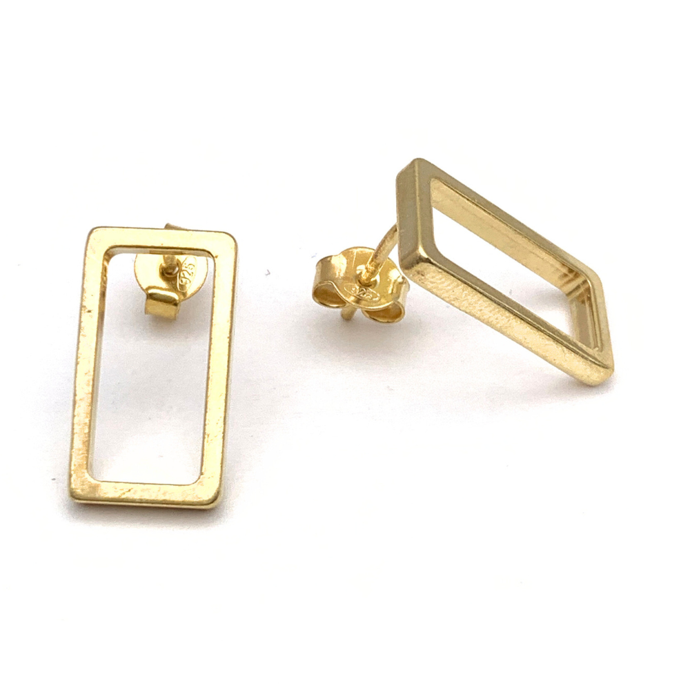 Orecchini Rettangolo Minimal in Argento Gold