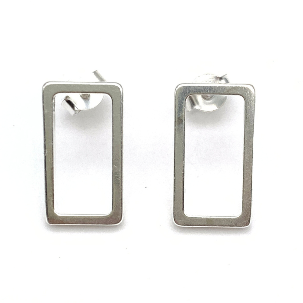 Orecchini Rettangolo Minimal in Argento Silver