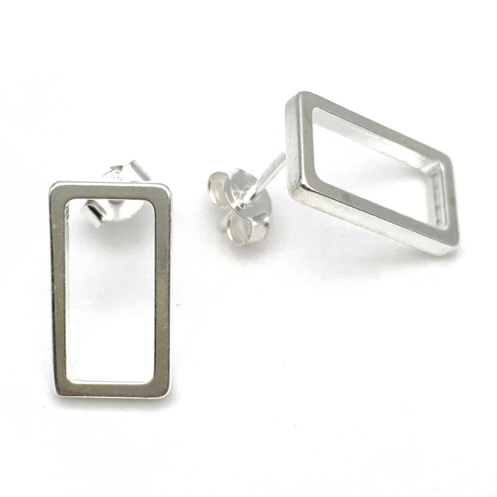 Orecchini Rettangolo Minimal in Argento Silver
