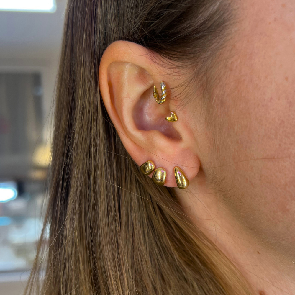 Mono Orecchino Goccia Mini in Acciaio Gold