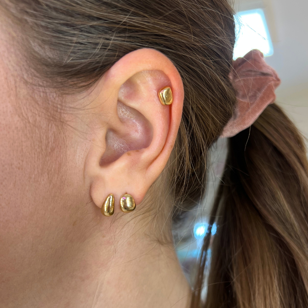 Mono Orecchino Stone in Acciaio Gold