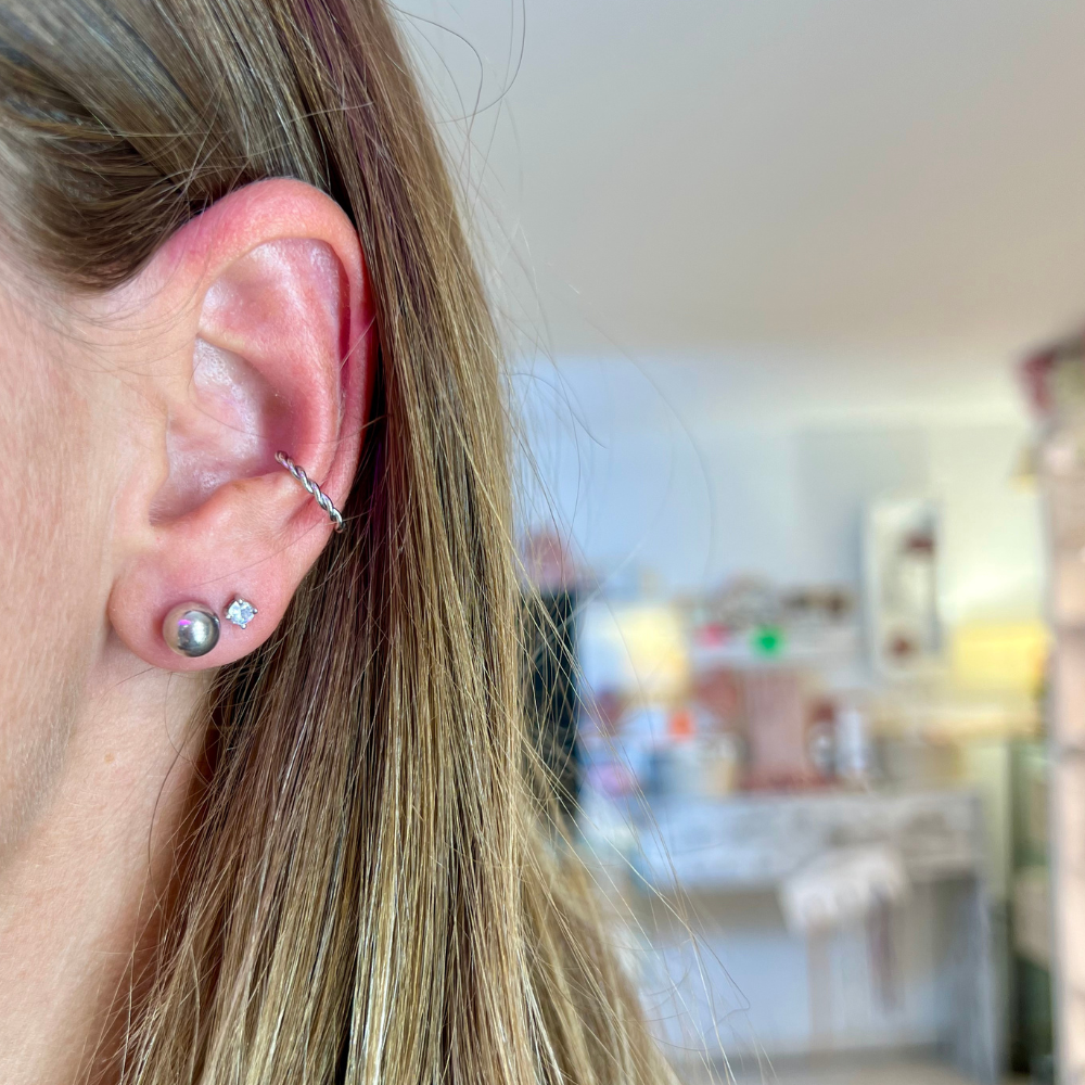 Ear Cuff Torchon Mini in Acciaio Silver