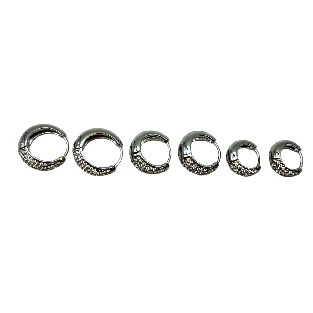 Orecchini Hoops Goccia SMALL con Strass in Acciaio Silver