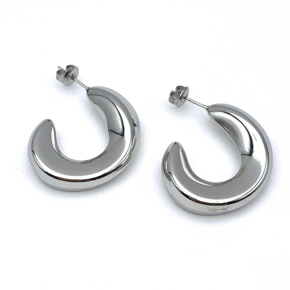 Orecchini Spicchio di Luna in Acciaio Silver