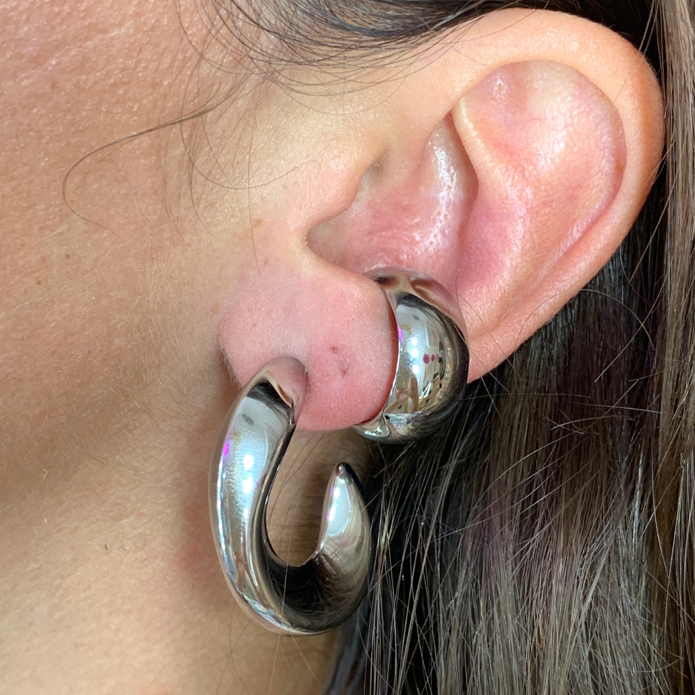 Orecchini Spicchio di Luna in Acciaio Silver