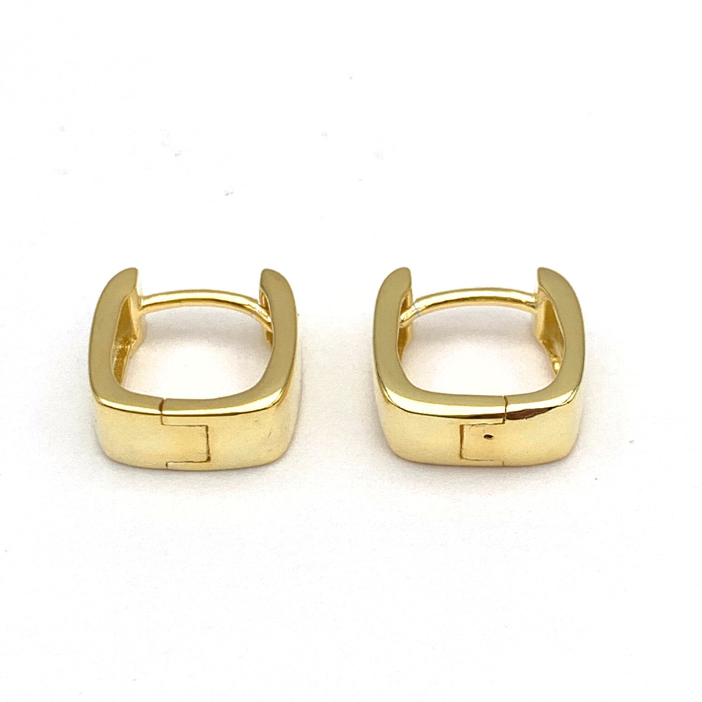 Orecchini Squadrati Bombati Mini in Argento Gold