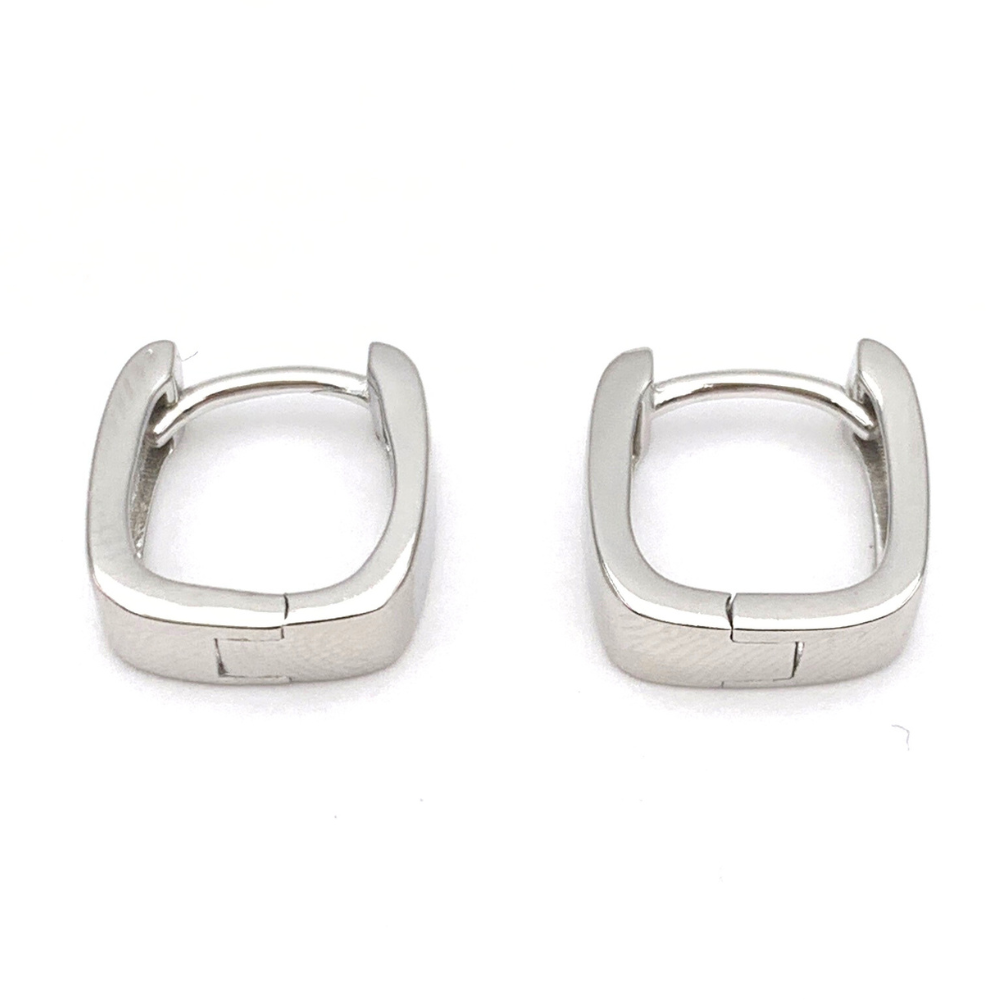 Orecchini Squadrati Bombati Mini in Argento Silver