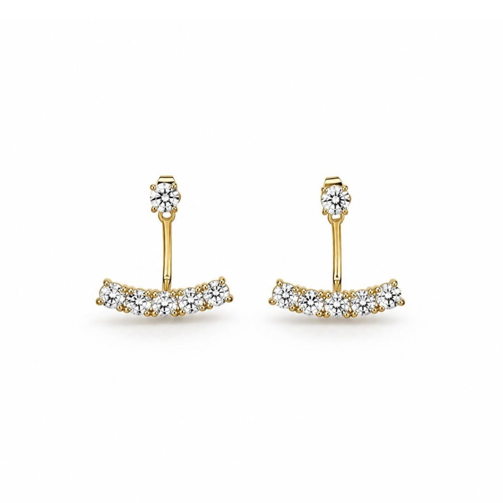 Orecchini T-Bar con Zirconi in Acciaoio gold