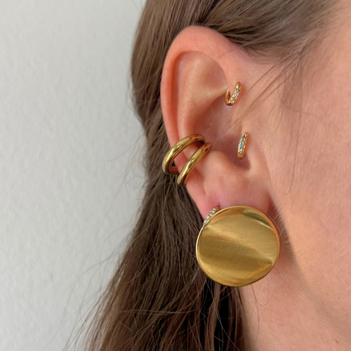 Orecchini Tondi Acciaio Gold