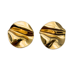 Orecchini Tondi Martellati in Acciaio Gold