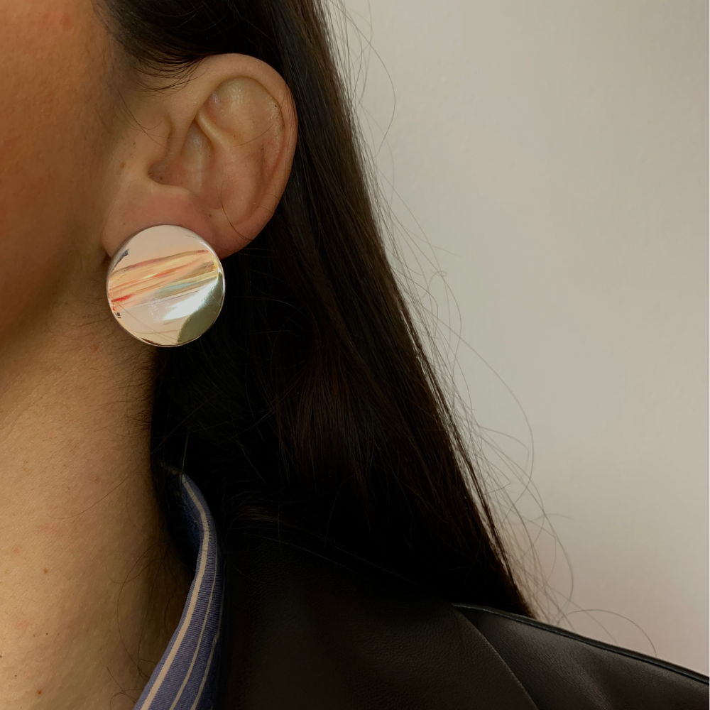 Orecchini Tondi in Acciaio Silver