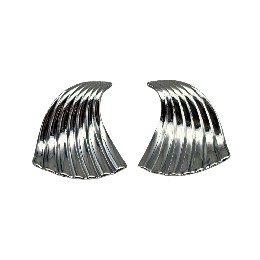 Orecchini Ventaglio Argentato in Acciaio Silver
