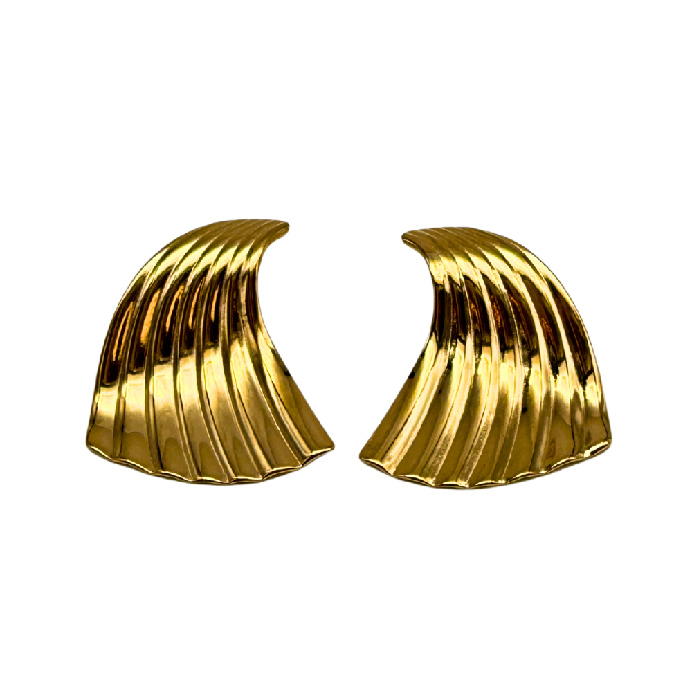 Orecchini Ventaglio Dorato in Acciaio Gold