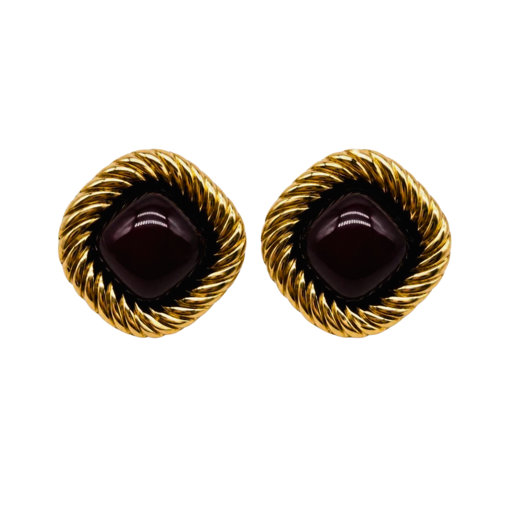 Orecchino Vintage Bordeaux in Acciaio Gold