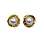 Orecchini Vortice di Perla in Acciaio Gold