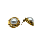 Orecchini Vortice di Perla in Acciaio Gold