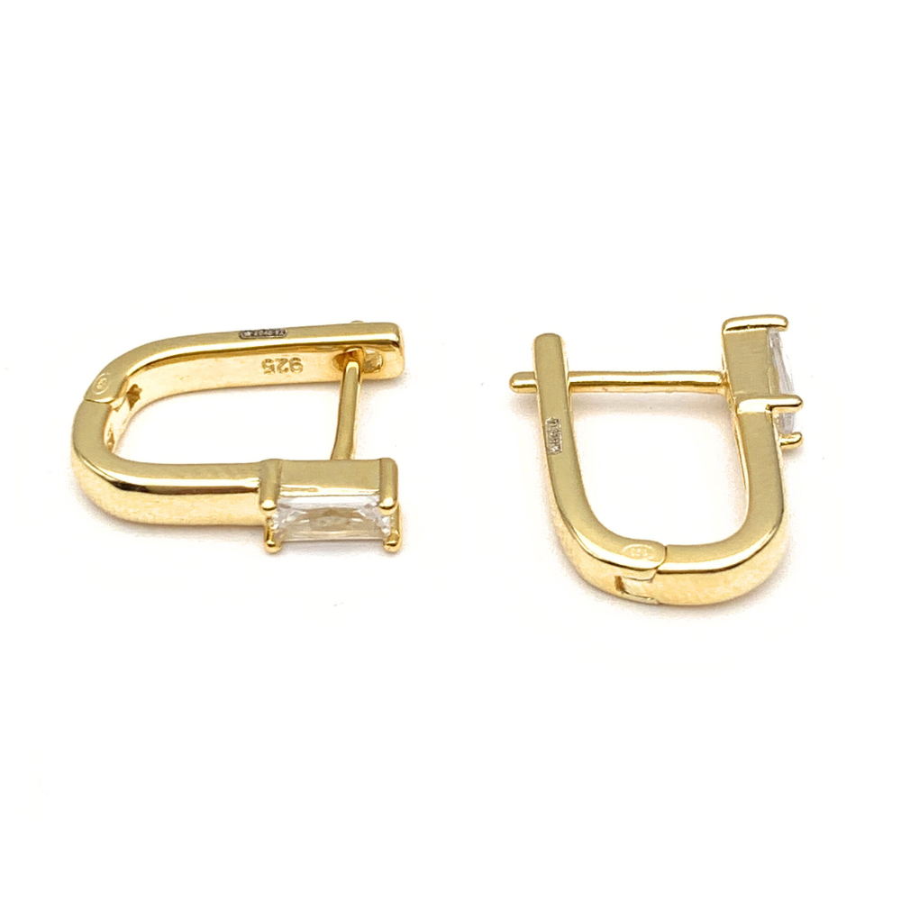 Mono Hoop Rettangolare Zircone Bianco in Argento Gold