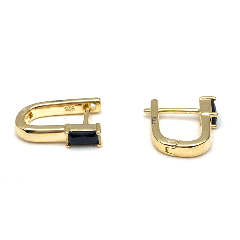 Mono Hoop Rettangolare Zircone Nero in Argento Gold