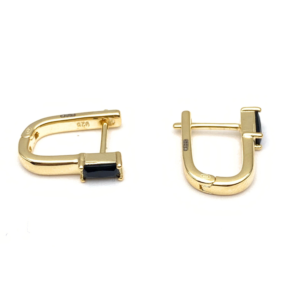 Mono Hoop Rettangolare Zircone Nero in Argento Gold