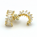 orecchini in argento 925 gold con zirconi bianchi ovali