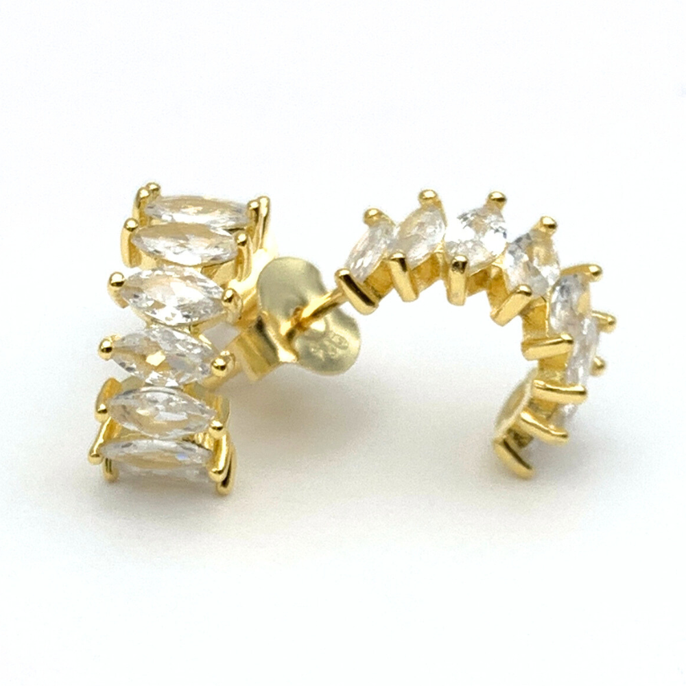 orecchini in argento 925 gold con zirconi bianchi ovali
