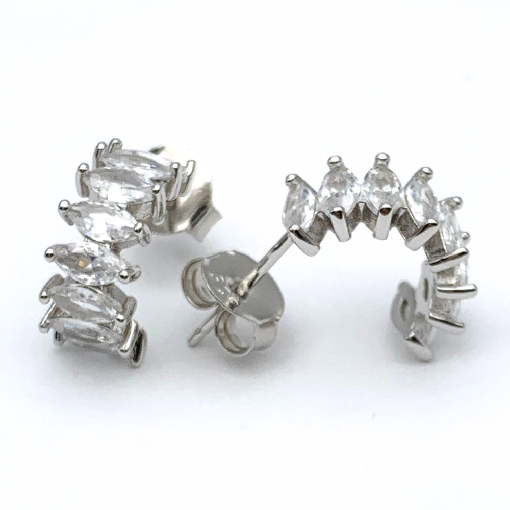orecchini in argento 925 silver con zirconi bianchi ovali