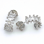 orecchini in argento 925 silver con zirconi bianchi ovali
