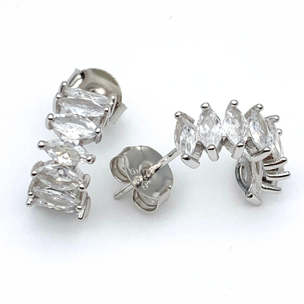 orecchini in argento 925 silver con zirconi bianchi ovali