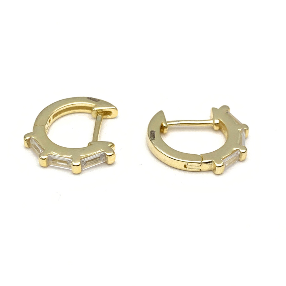 Mono Hoop Zirconi Bianchi in Argento Gold
