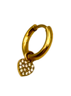 Orecchino in Acciaio Gold con Ciondolo Cuore in Zirconi