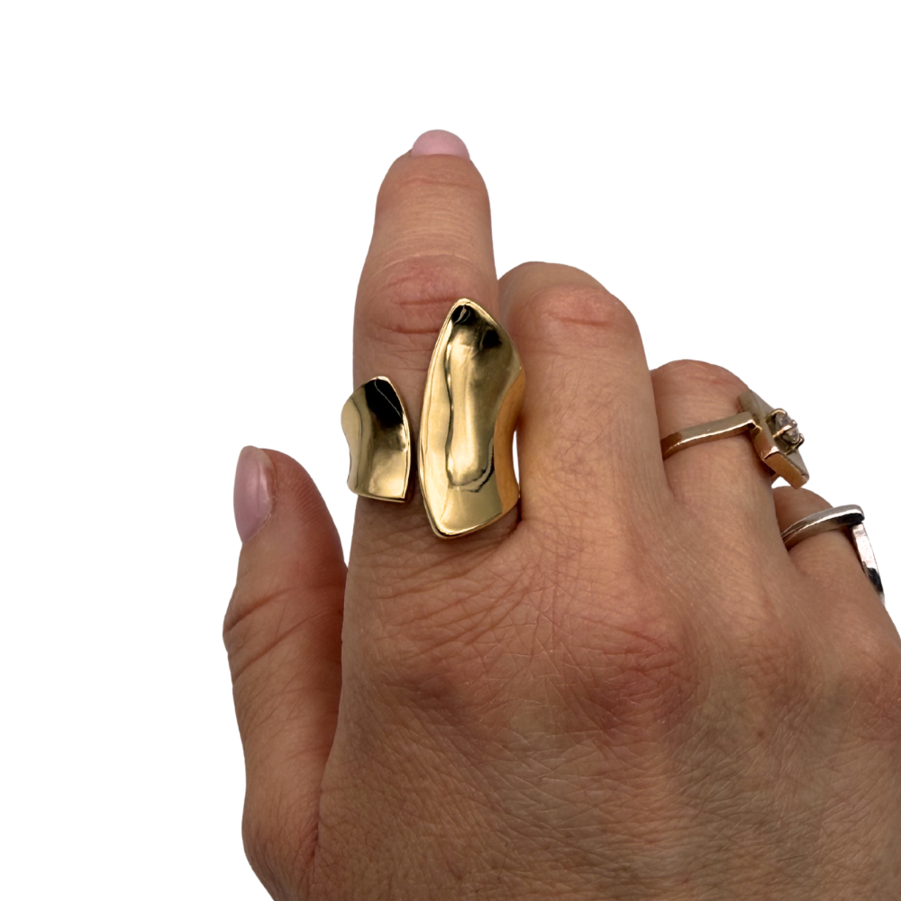 Anello a Fascia Irregular in Acciaio Gold