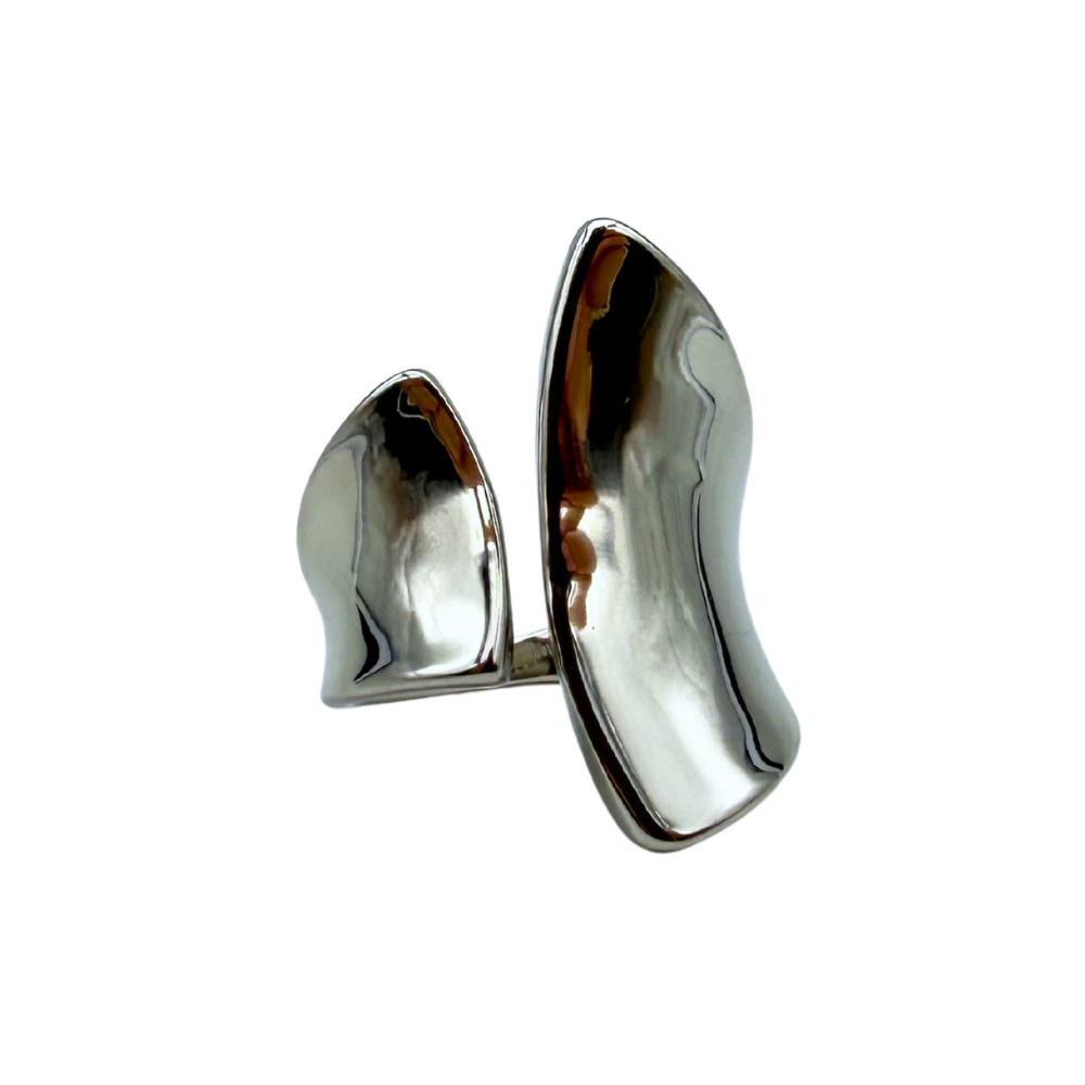 Anello a Fascia Irregular in Acciaio Silver