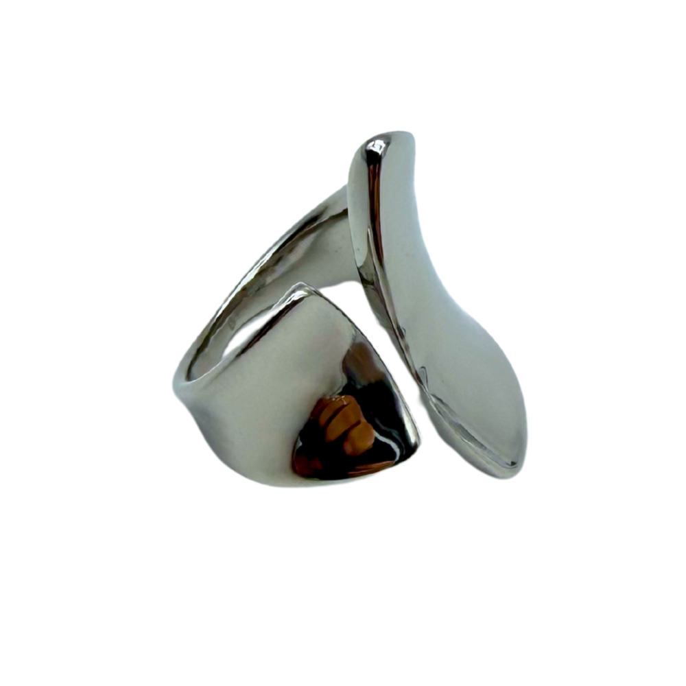 Anello a Fascia Irregular in Acciaio Silver