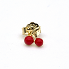 mono orecchino in argento gold con ciliegie a lobo