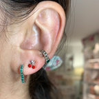 mono orecchino in argento silver con ciliegie a lobo smaltate rosse