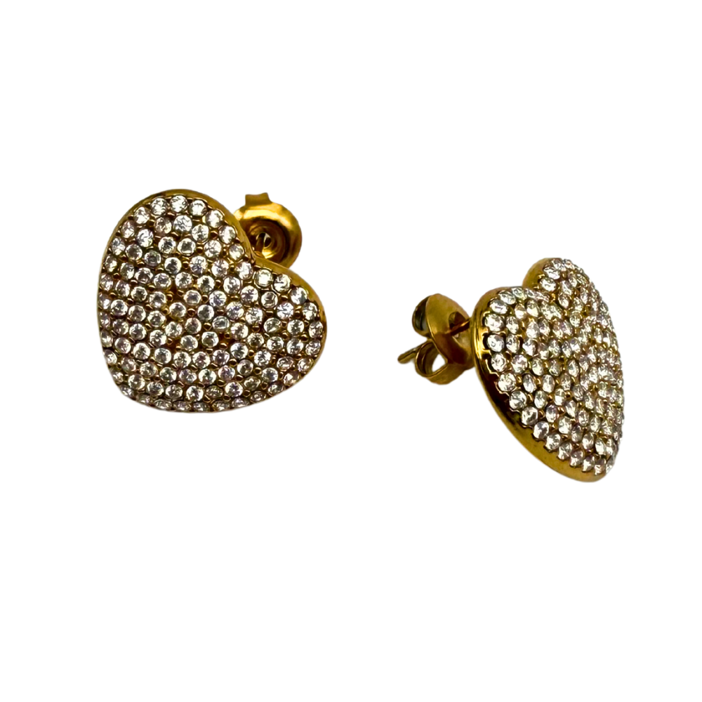 Orecchini Love con Strass in Acciaio Gold