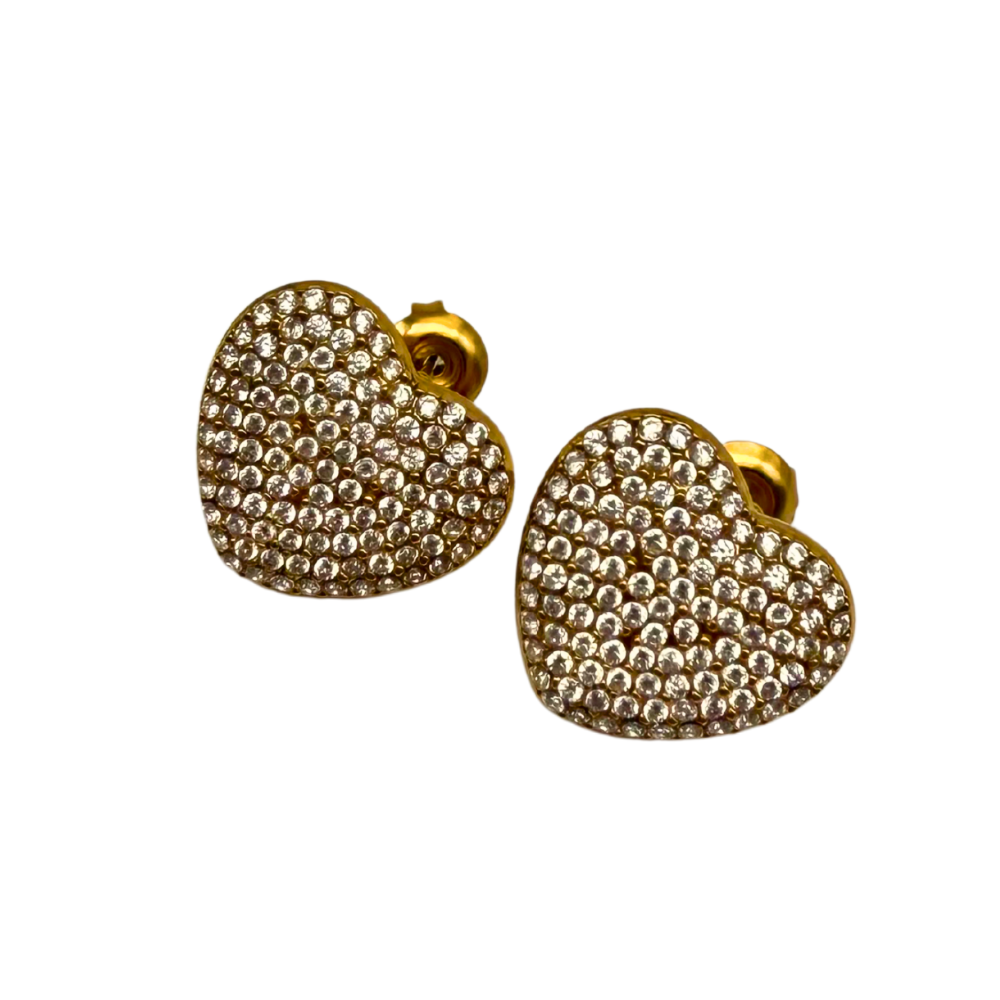 Orecchini Love con Strass in Acciaio Gold