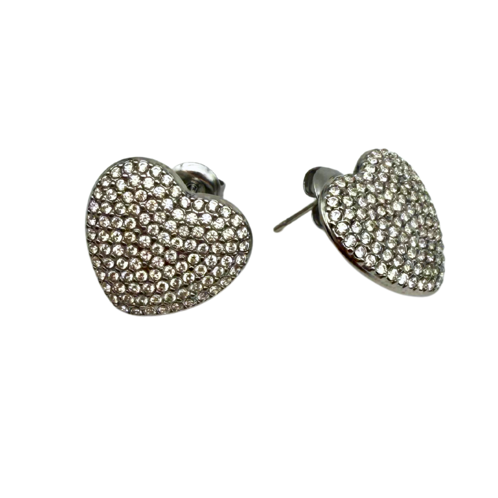 Orecchini Love con Strass in Acciaio Silver