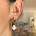 orecchino a forma di fiore con perle e zircone in argento gold
