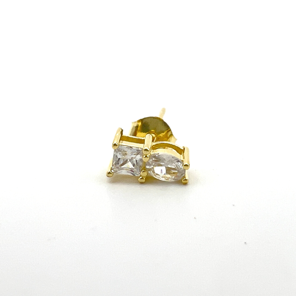 orecchino a lobo gold in argento con zirconi bianchi