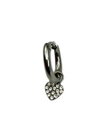 Orecchino in Acciaio Silver con Ciondolo Cuore in Zirconi