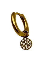 Orecchino in Acciaio Gold con Ciondolo Tondo in Zirconi