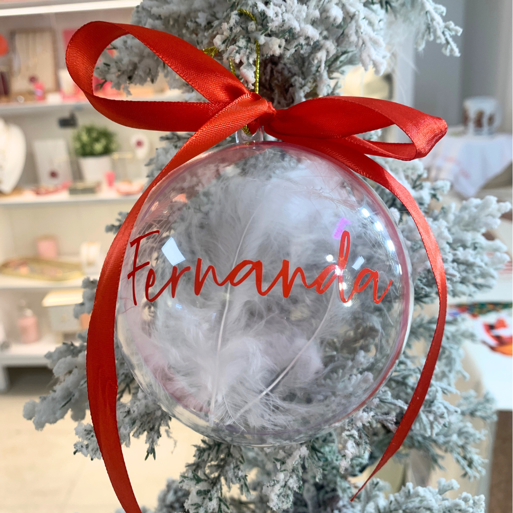 Pallina Natalizia con Piume Personalizzabile