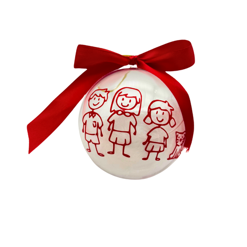 Pallina Natalizia Family con Piume Personalizzabile