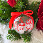 Pallina Natalizia Family con Piume Personalizzabile