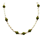 Collana Choker Micro Perle di Fiume & Green in Acciaio Gold